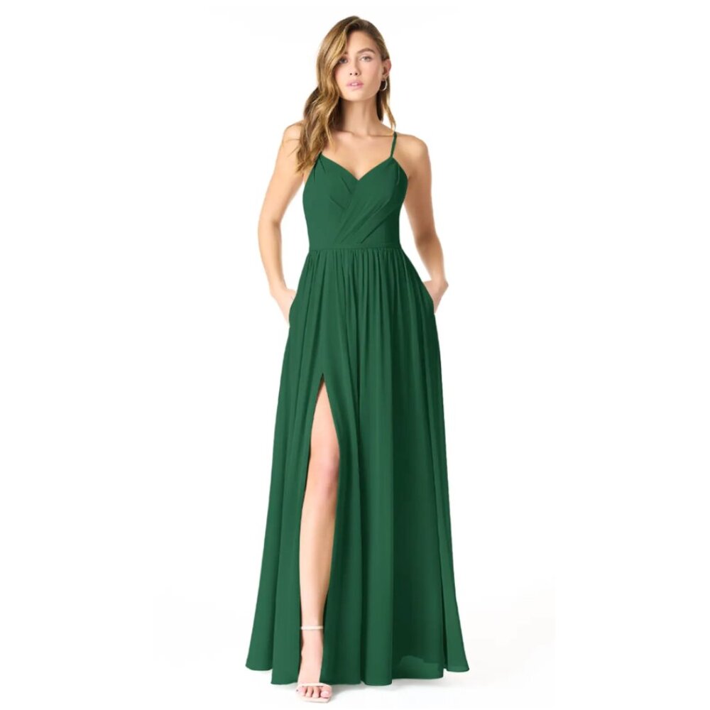 Azazie Forest Green Spaghetti Strap Bridesmaid Dress